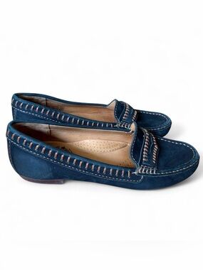 Driver Club USA leather genuine moccasins Navy blue suede loafers Sz 7 1/2
